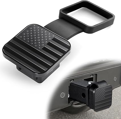 UYYE 2 Inch Rubber Trailer Hitch Cover, American Flag Rubber Tow Tube Cover Plug Cap, Car Exterior Accessories Fits for Most Vehicles Hitch Receivers, Hitch Cover Tube Plug Cap (Black)