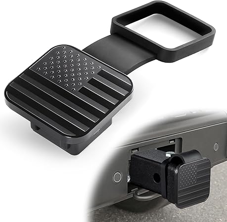 UYYE 2 Inch Rubber Trailer Hitch Cover, American Flag Rubber Tow Tube Cover Plug Cap, Car Exterior Accessories Fits for Most Vehicles Hitch Receivers, Hitch Cover Tube Plug Cap (Black)
