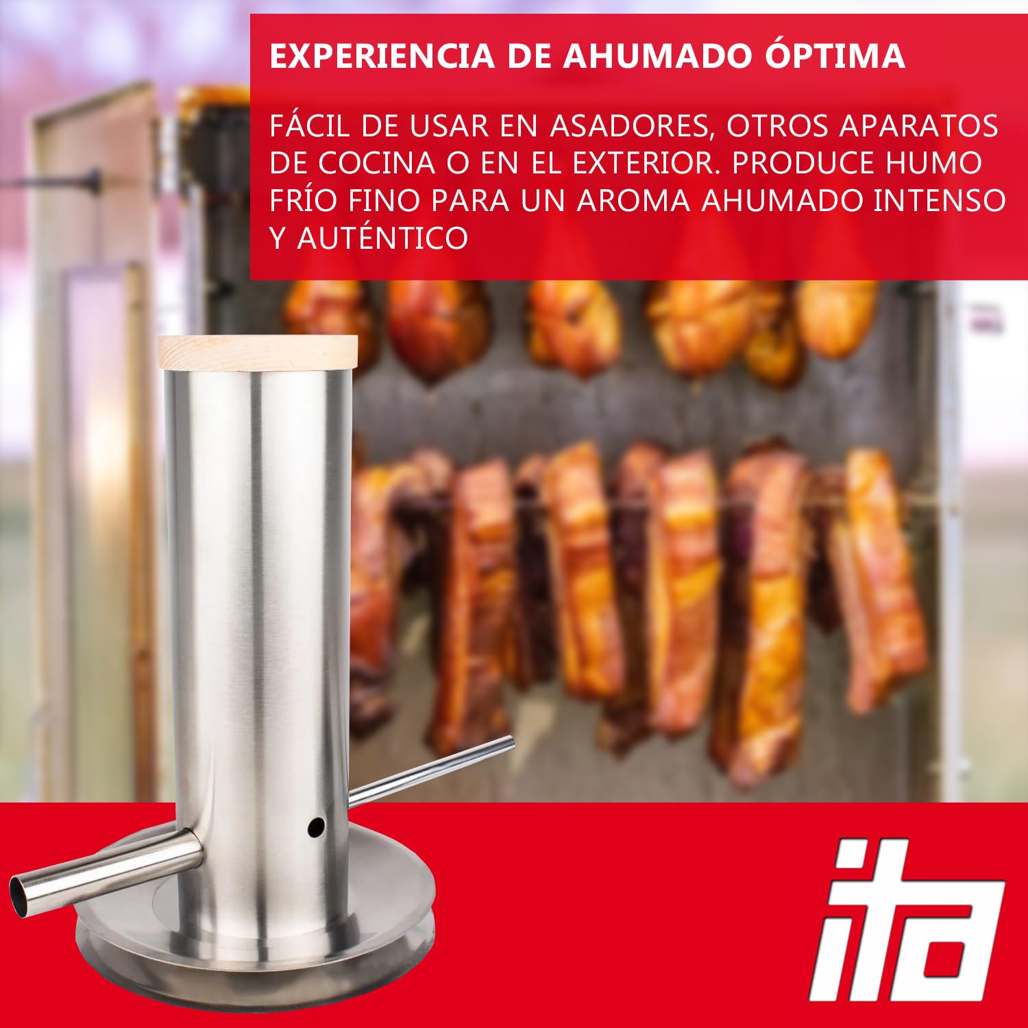 ITA Generador de Humo Frío Premium de Acero Inoxidable - Productor de Humo para Ahumadores - Generador de Humo para Ahumar en Frío Pescado, Carne, Queso