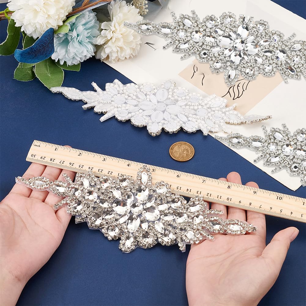 FINGERINSPIRE 4 Pz Toppa in Strass di Cristallo 242x90x4.5mm a Forma di Rombo in Vetro da Stirare/Cucire per Abiti da Sposa, Copricapo, Cintura, Decorazione per Vestiti