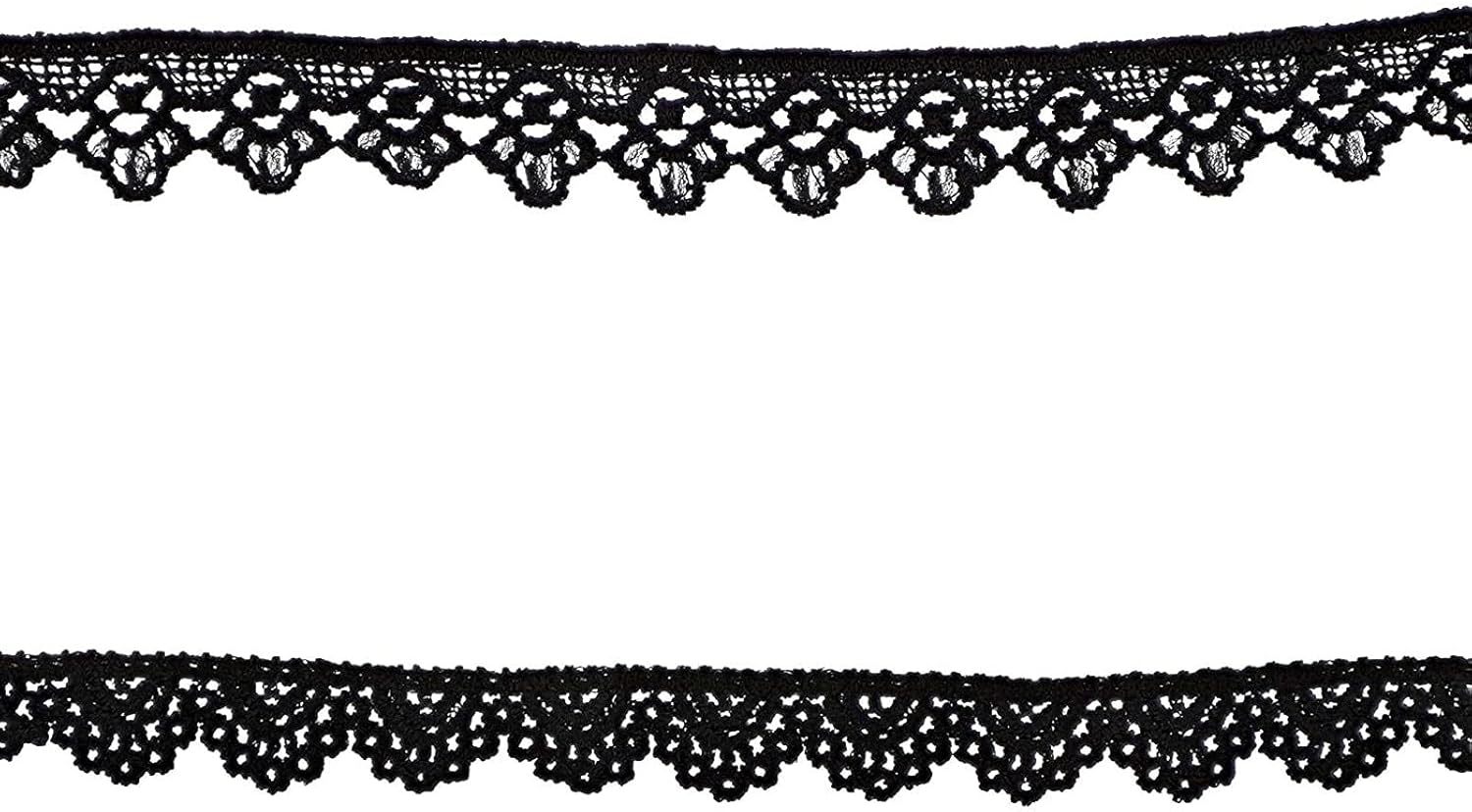 Crochet Lace Ribbons, 15-Yard Rolls (Black, 0.5 and 0.7 in Wide, 2-Pack)