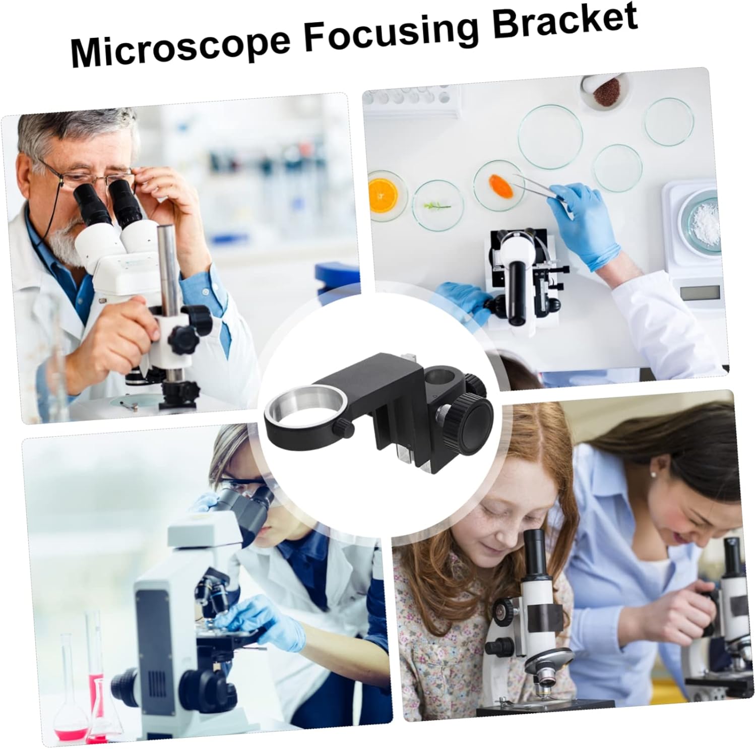 Tofficu Microscope Focusing Bracket Focusing Holder Sturdy Plastic Easy Install Industrial Microscope Accessory