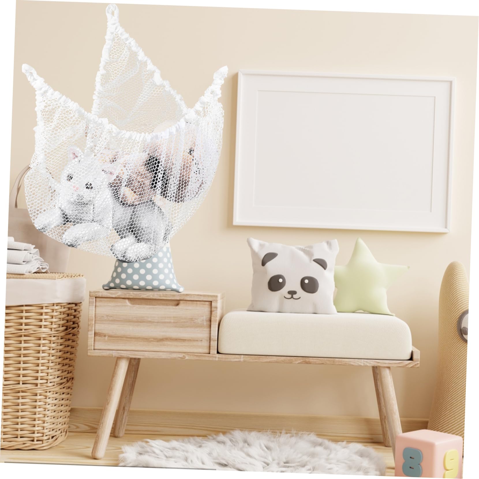 Toy Storage Hammock Stuffed Animal Toy Net Hammock for Stuffed Animals Stuffed Animal Net Hammock Woven Mesh Hammock Toys Dolls Storage Hammock Braid Child Indoor Polyester White