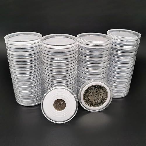 50 cápsulas de plástico transparente, caja de colección de monedas de 5 tamaños con junta ajustable para colección de monedas American Silver Eagle