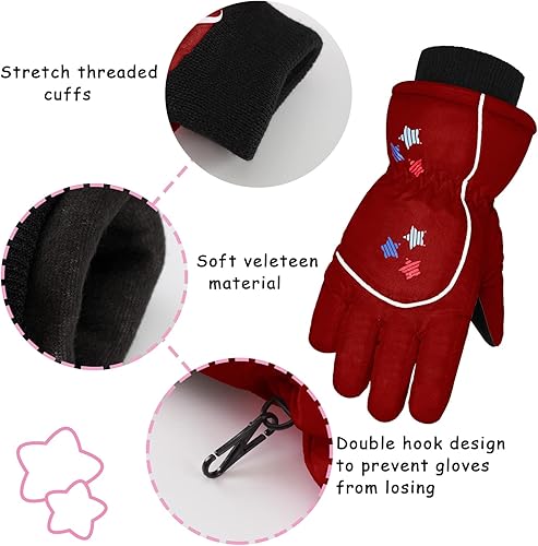 Miniatura 4 de Guantes de esquí de nieve para niños, impermeables, cálidos, guantes de snowboard para niñas y niños