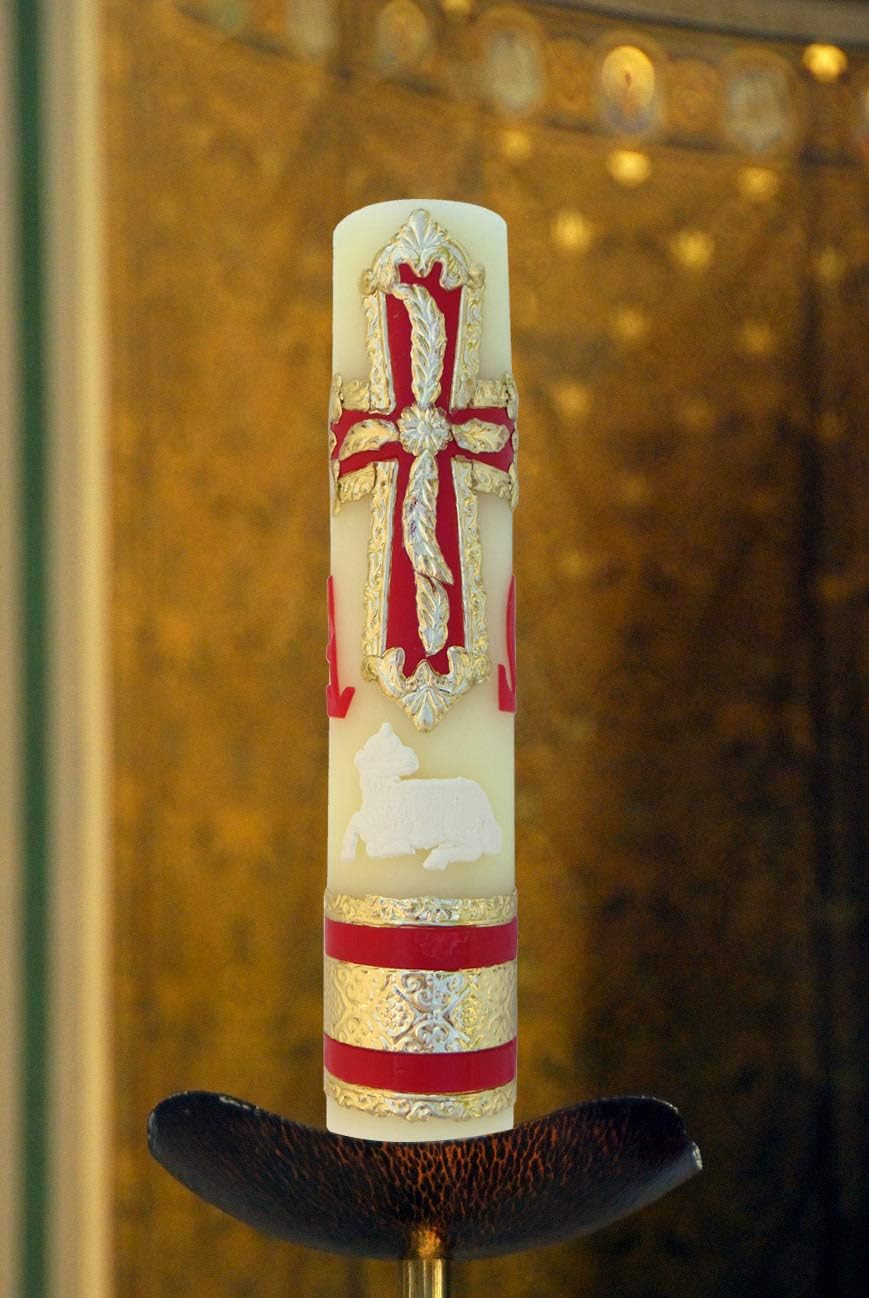 Easter Lent Candle Alpha Omega Sheep Catholic Candle