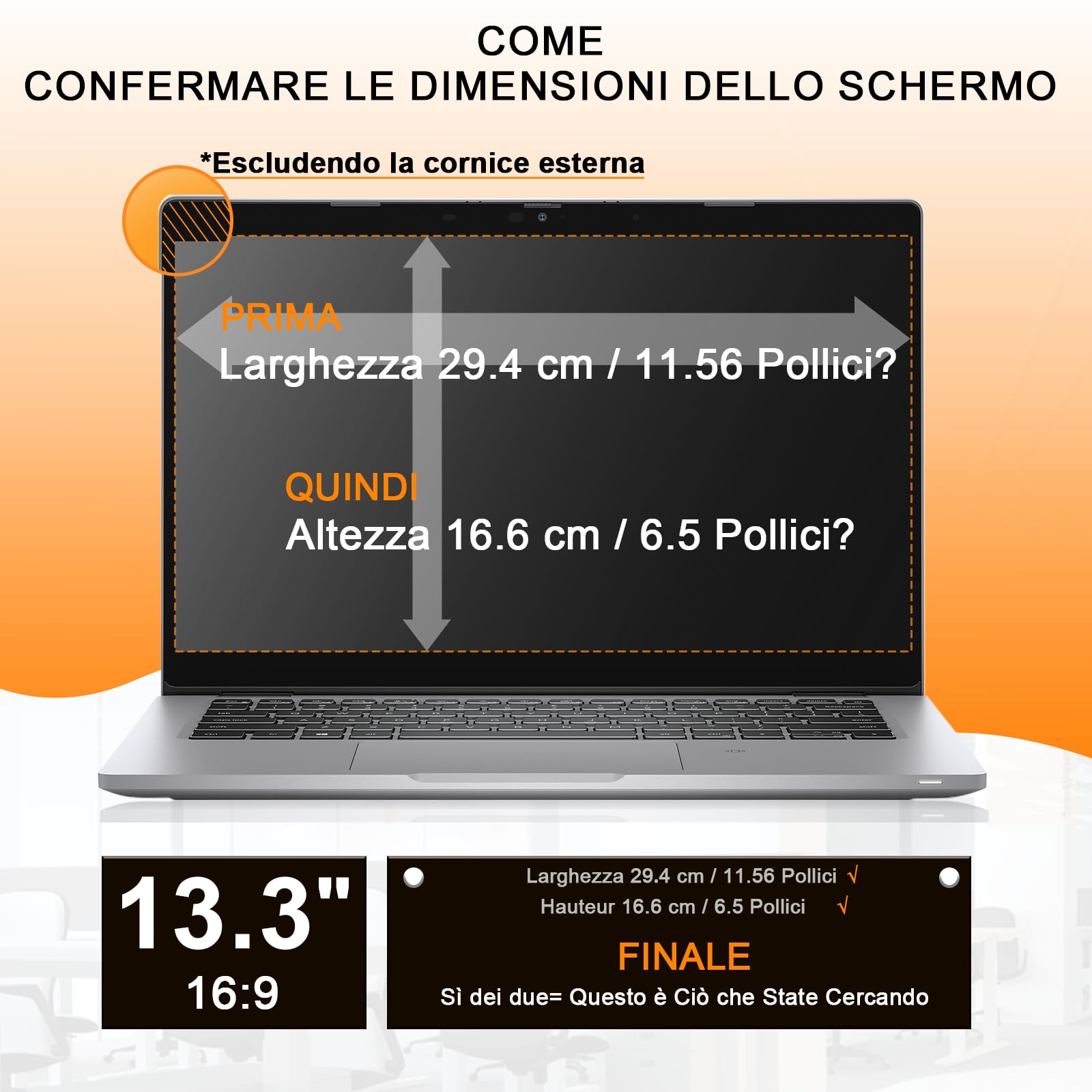 Filtro Privacy Schermo 13.3 Pollici, Pellicola Privacy Filter Compatibile con HP/Dell/Acer/Lenovo/Thinkpad/Samsung/ASUS/Sony, Rimovibile Pellicola de Protezione, Filtro Luce Blu PC per 16:9 Laptop