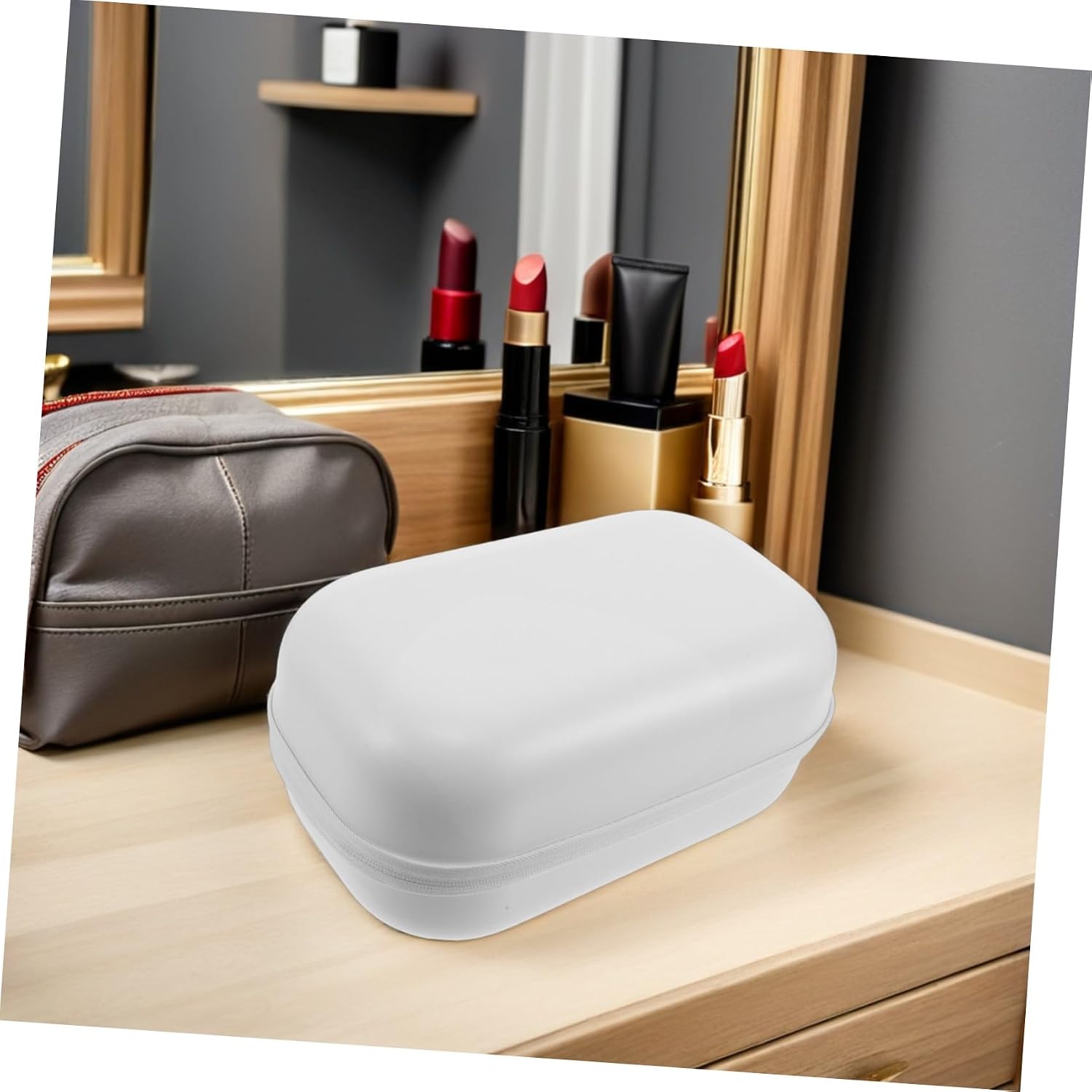 SECFOU Portable Waterproof Hard Shell Breast Pump Travel Case with Mesh Pocket and Elastic Strap for Moms – Wearable Pump Storage Bag Zippered Carrying Organizer