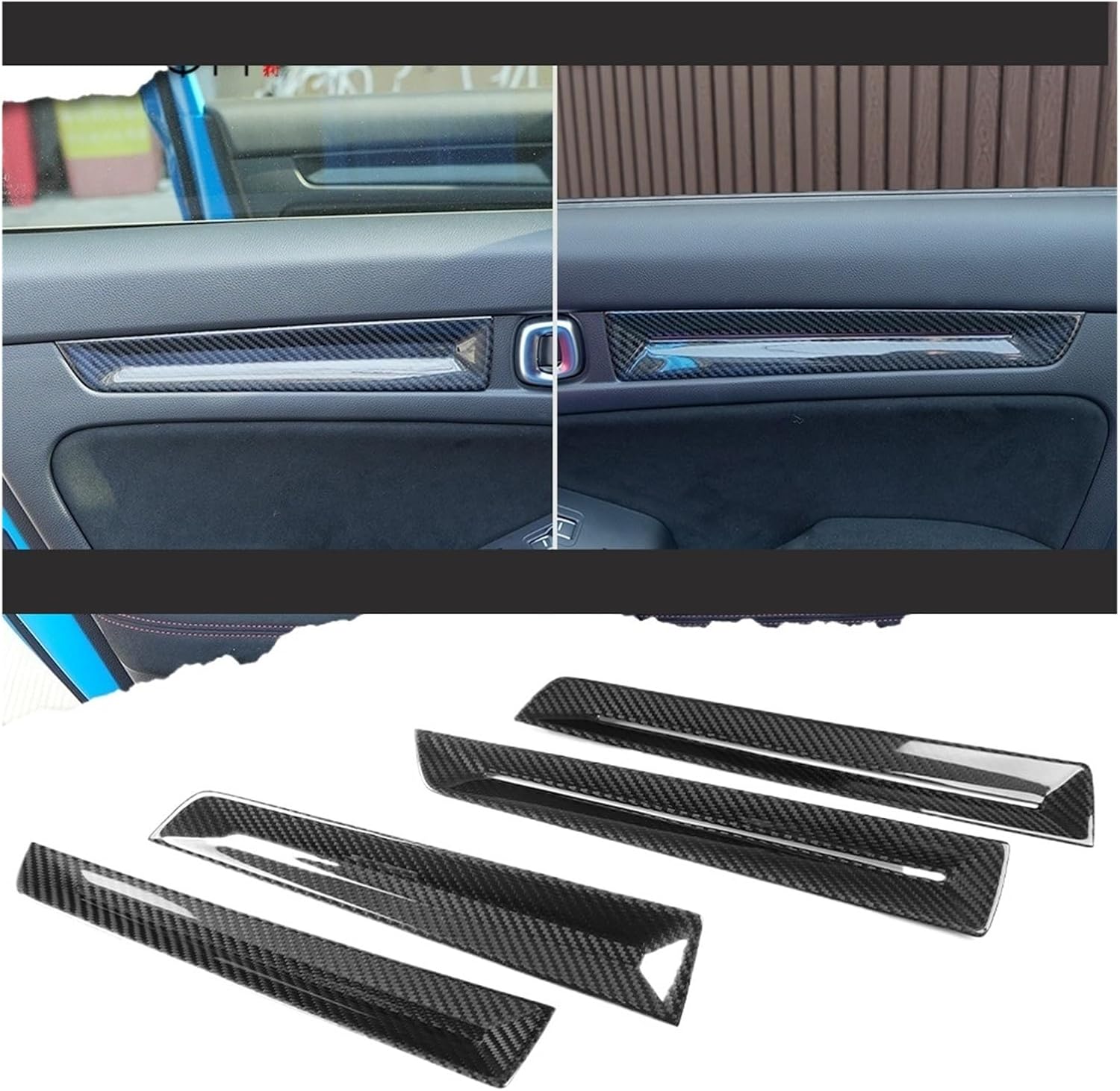 Compatible With Honda Civic Type R FL5 2023 2026 Car Inner Door Strip Panel Cover Trim Protection Carbon Fiber Accessories(Matte carbon)