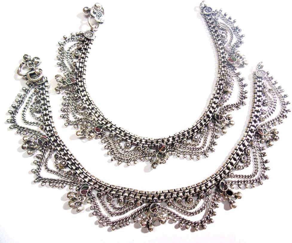 Women's Belly Dance Anklet Oxidized Vintage Jewelry Gypsy Boho Kuchi Afghan
