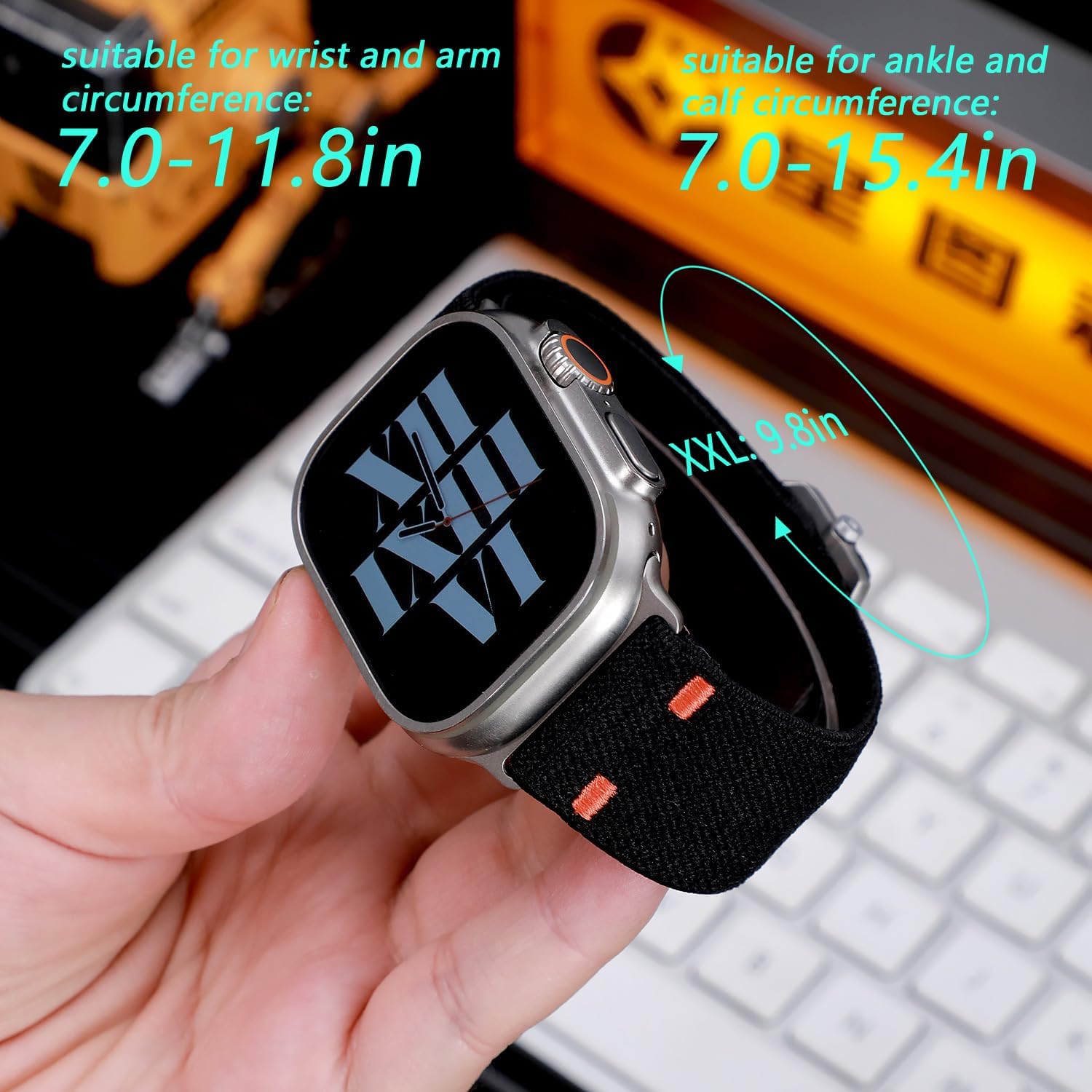 XL XXL upper arm ankle loopback band High density breathable wear-resistant elastic nylon for apple watch 11 strap adjustable quick release drying bicep band leg ultra49/46/45/44/42mm23456789se10