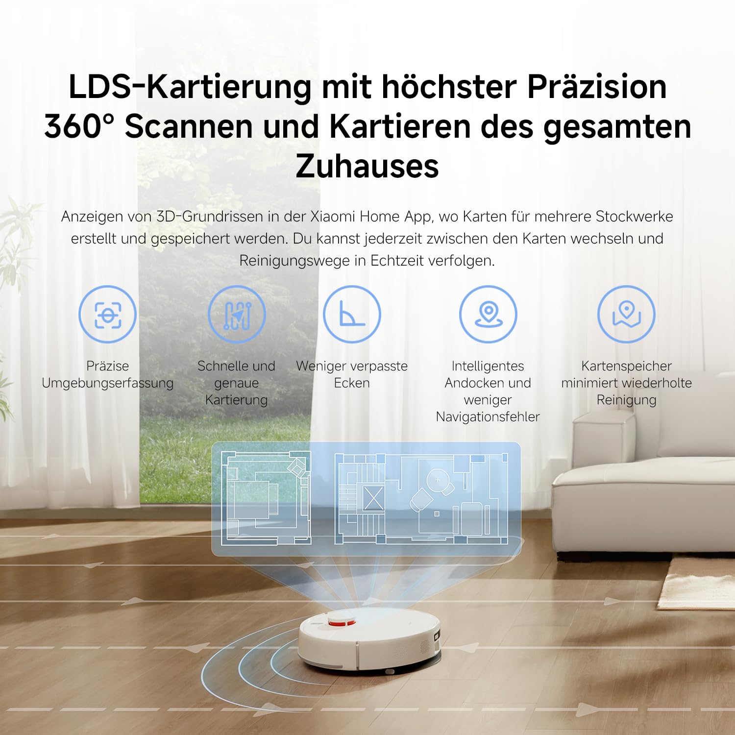 XIAOMI H40 Saugroboter, 10000Pa, LDS-Navigation, smarte Kartierung, Anti-Verwicklung, Auto-Entleerung, 180 Min Laufzeit, Home App & Sprachsteuerung