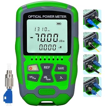 Dry Cell A-M70 OPM Portable Fiber Optic Power Meter Integrated Machine 15 FC/SC/ST & RJ45 Network Test Portable Fiber Optic Tester 70 to +10 1pc FC to LC Adapter