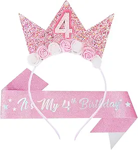 Birthday Tiara Crown with Sash for Party Decorations