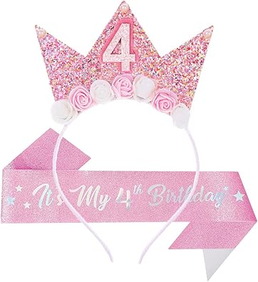 Birthday Tiara Crown with Sash for Party Decorations