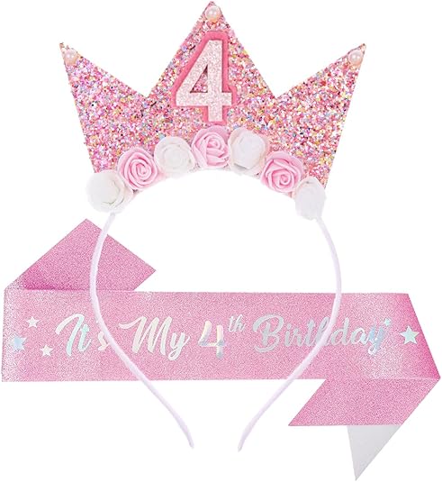 Birthday Tiara Crown with Sash for Party Decorations