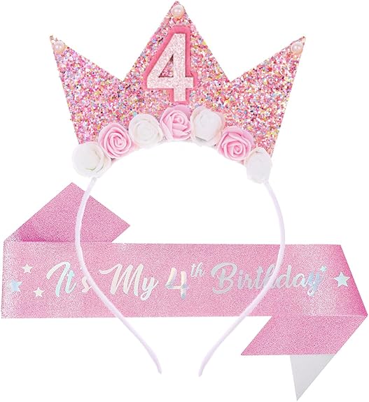 Birthday Tiara Crown with Sash for Party Decorations