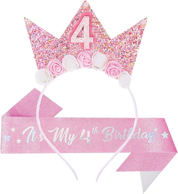 Birthday Tiara Crown with Sash for Party Decorations
