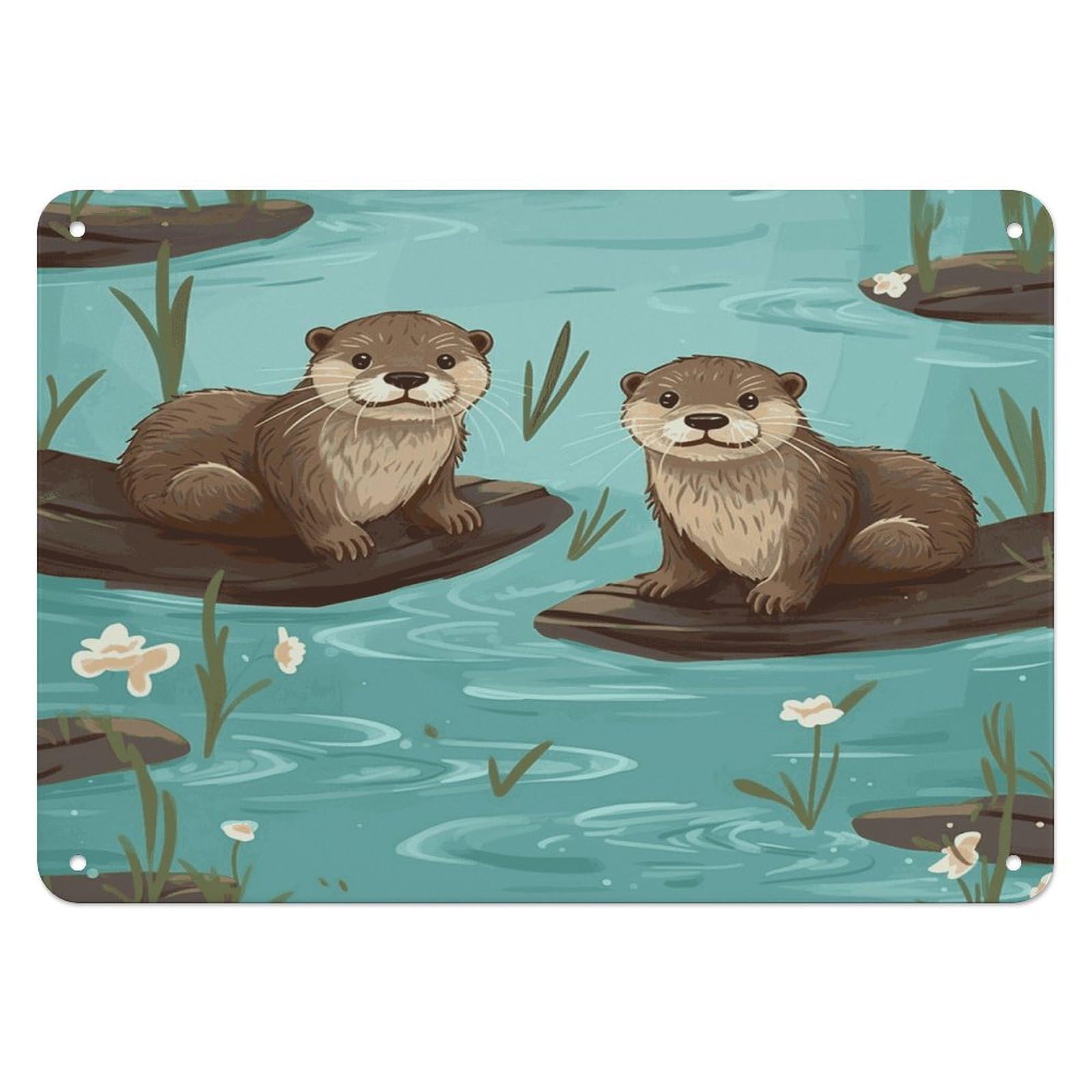 Fekiloot Style Otters Wall Decor Iron Painting Metal Sign