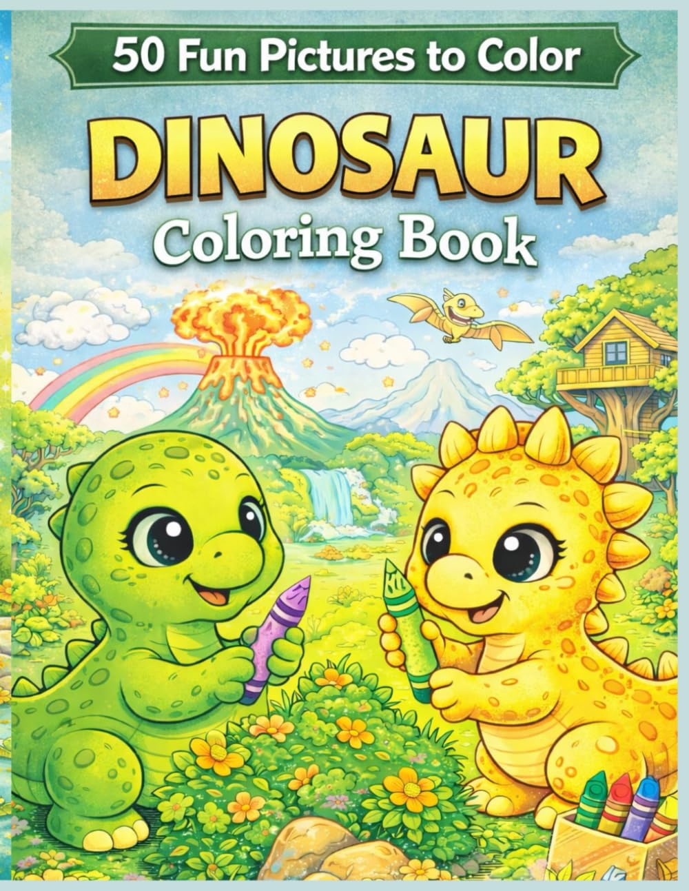 Dinosaur Coloring Book for Kids: 50 Fun and Cute Baby Dinosaurs to Color – Easy and Relaxing Coloring Pages for Boys and Girls Ages 3-8