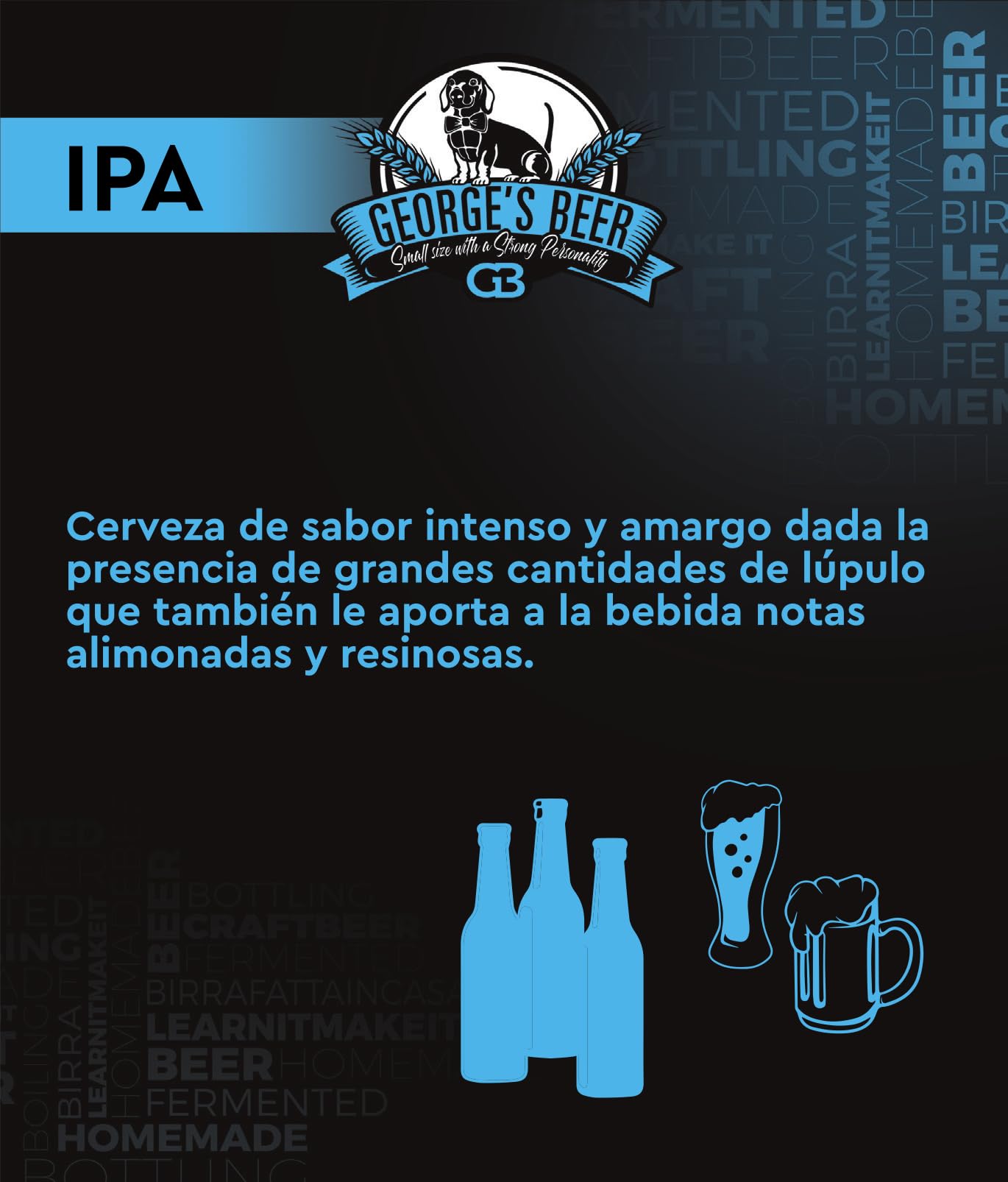 Beer & Wine - Kit de Fermentación de Cerveza George'S 5l - Cerveza Artesanal Casera - Kit de Fermentación de Malta - Kit de Producción de Cerveza - Idea de Regalo (Malta IPA)