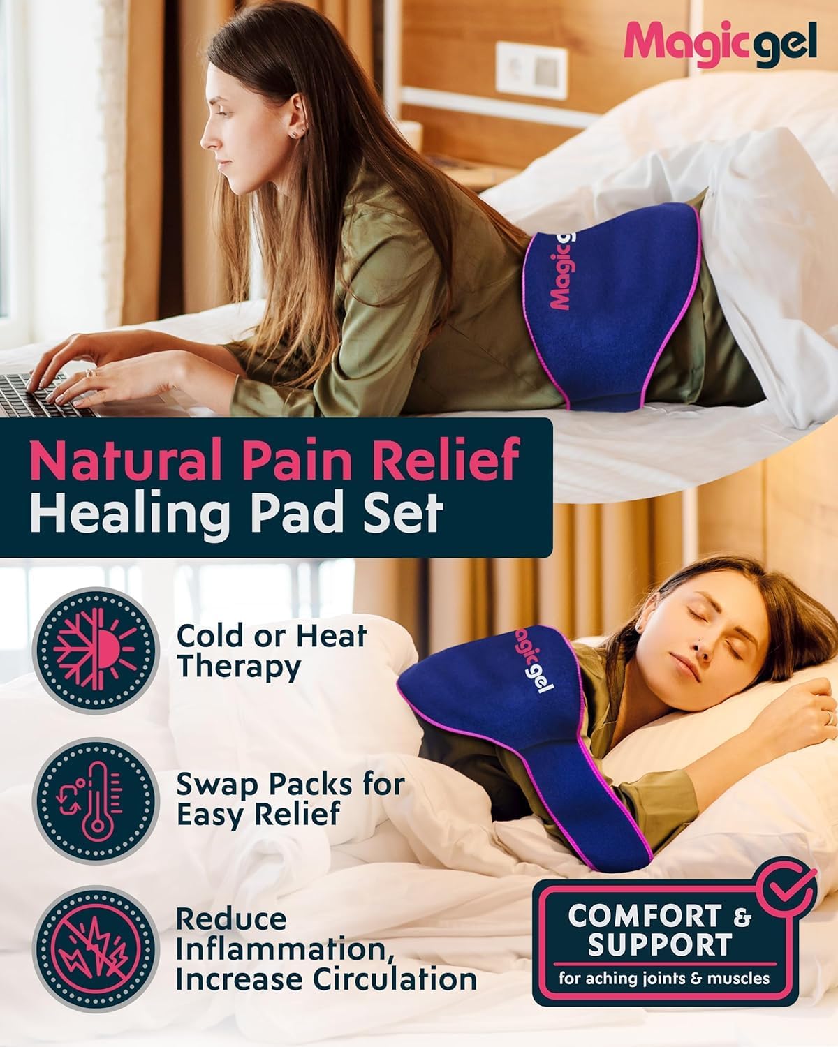Magic Gel Ice Pack for Back Pain Relief | 1 Pack Reusable Lower Back Wrap for Hot or Cold Therapy | Relief for Lower Lumbar, Sciatic Nerve, Herniated or Degenerative Disc, Coccyx, Tailbone Pain - Image 2