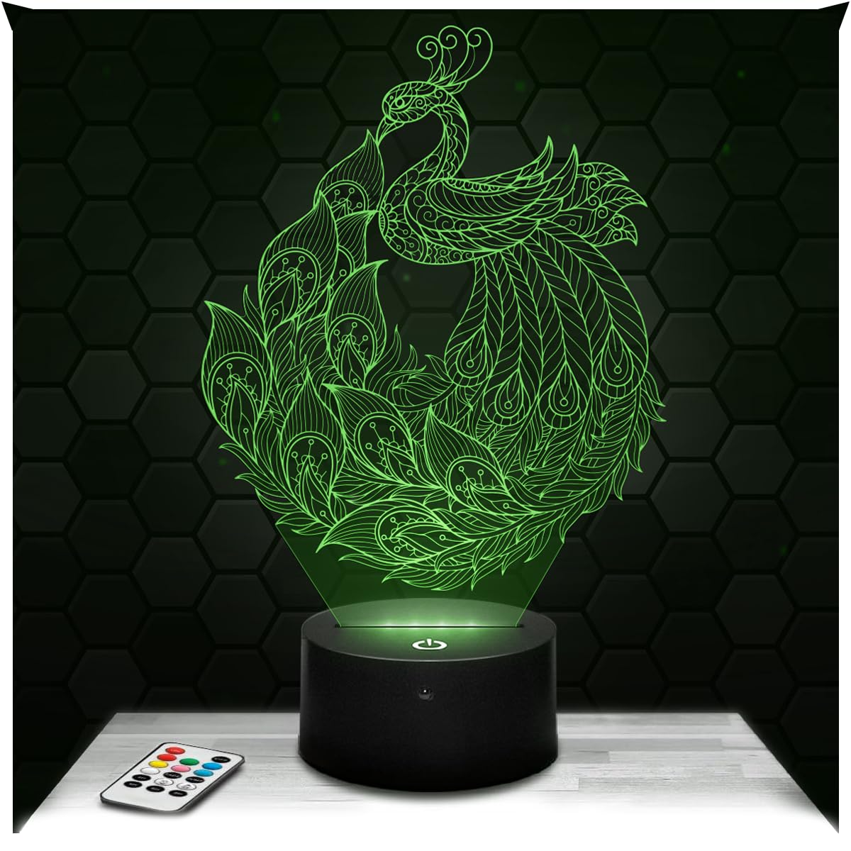 Lampephoto.fr - Peacock Mandala Animal Bird 3D Lamp DecoratioN. Gift idea for Men and Women Peacock Mandala Adult Night Light Room DecoR. Original Christmas, Gift idea for Men and Women, Merchandising