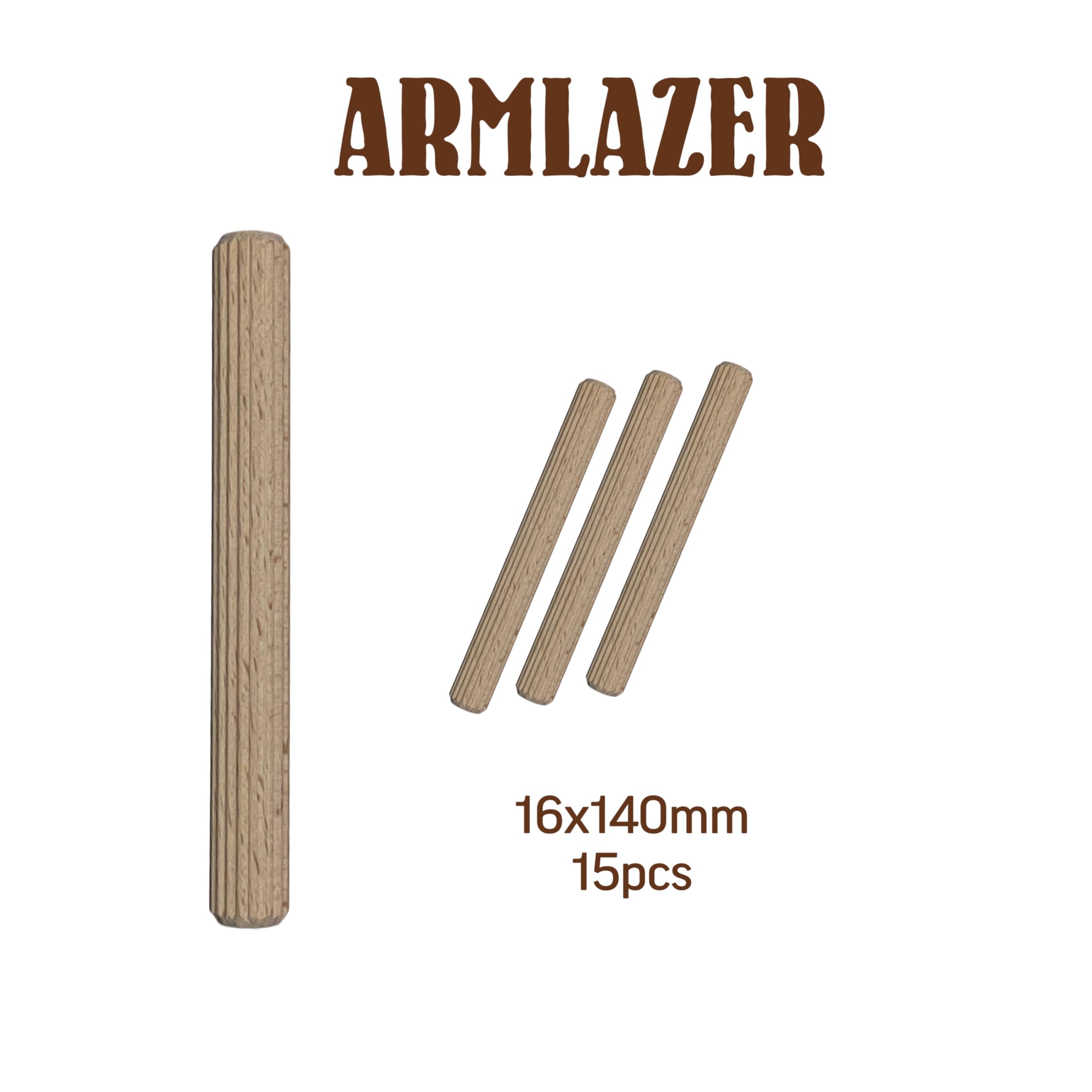 Pack of 15 Beech Wood Dowels 16 x 140 mm Beech Sticks Ribbed Wooden Hardwood Pins with Ribbed Pin Wooden Pins for Furniture and Crafts Projects - Image 4