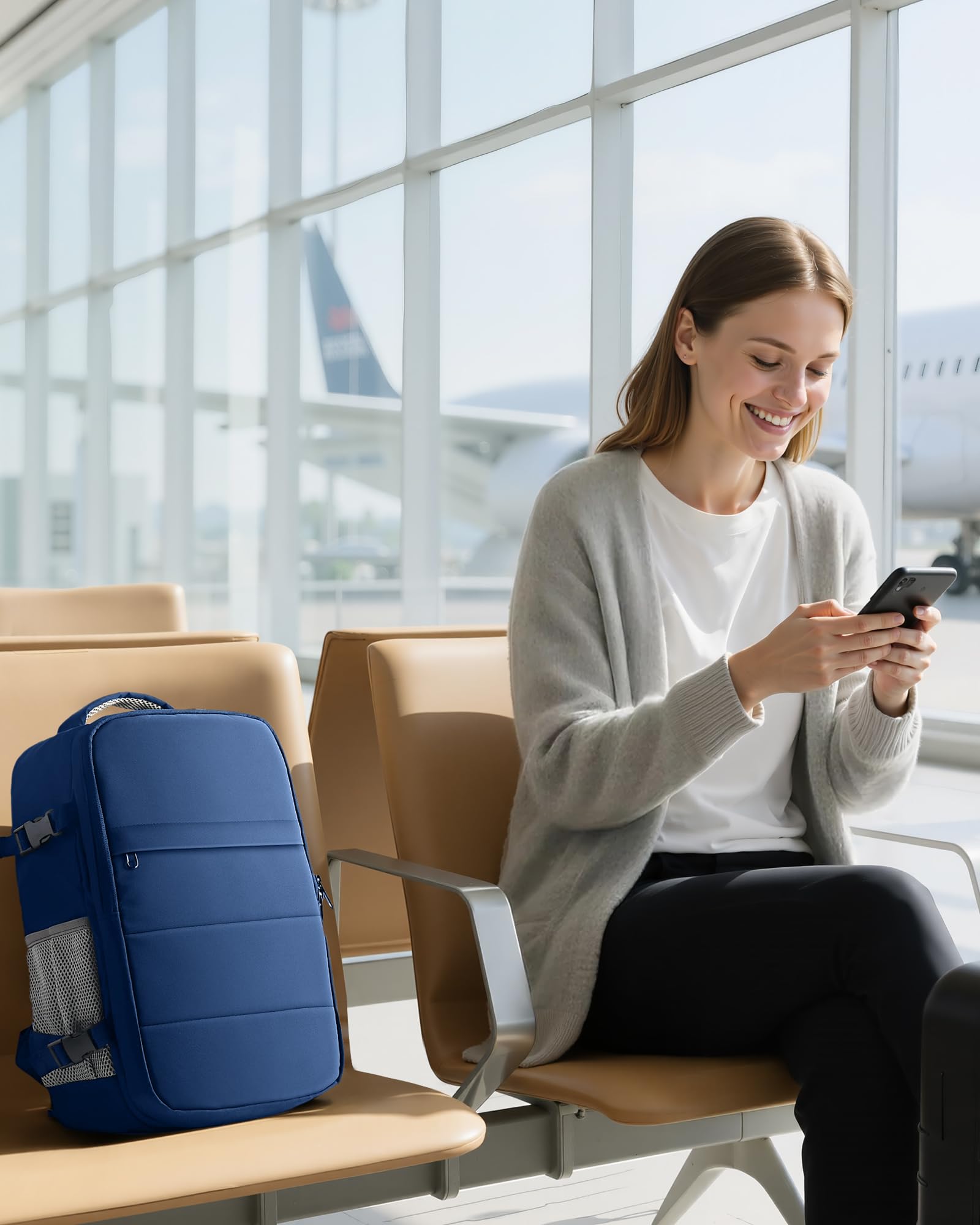 HOTOR Zaino Ryanair 40x20x25 - Zaino da Viaggio Porta PC di Grande Capacità, Multi-Tasca, Bagaglio a Mano Compatibile Ryanair per Uomo e Donna, per Pendolarismo, Viaggi in Aereo e Trekking, Blu Scuro