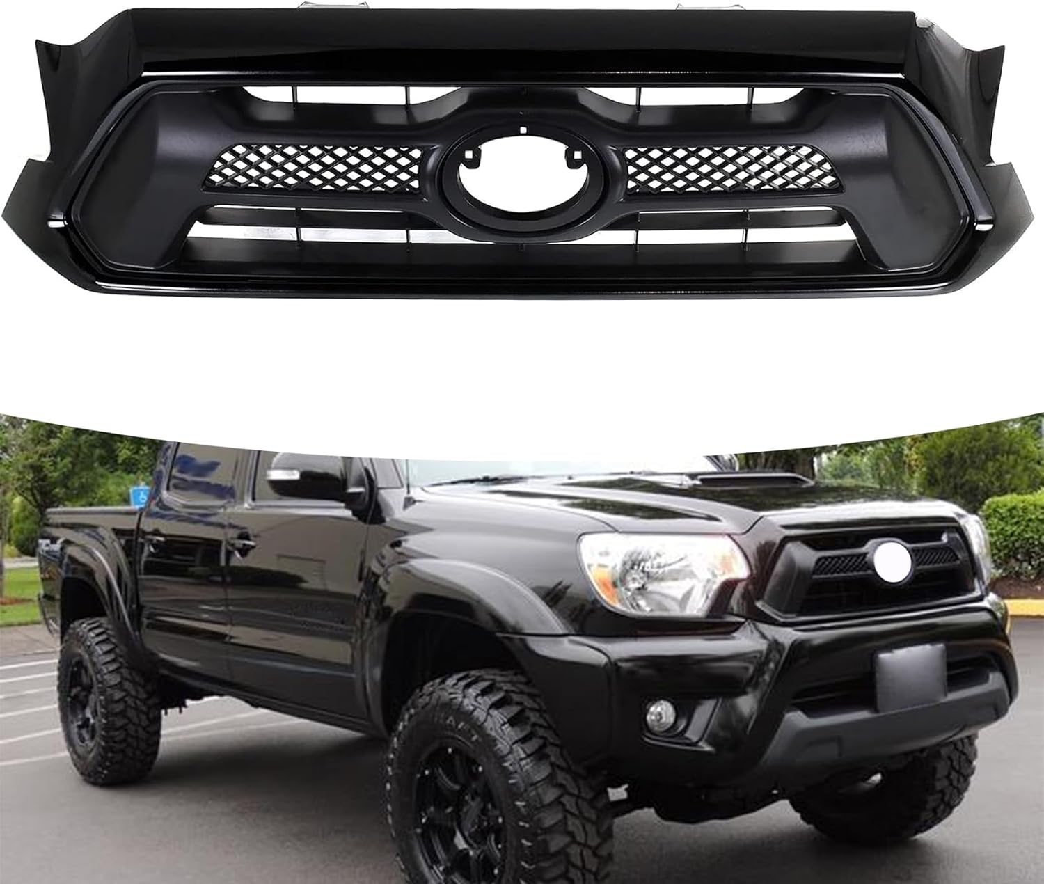 Front Grille Bumper Mesh Grill Assembly Fit For 2012 2013 2014 2015 Toyota Tacoma Pickup Truck Insert Grill Replacement For 5310004481C0, TO1200352