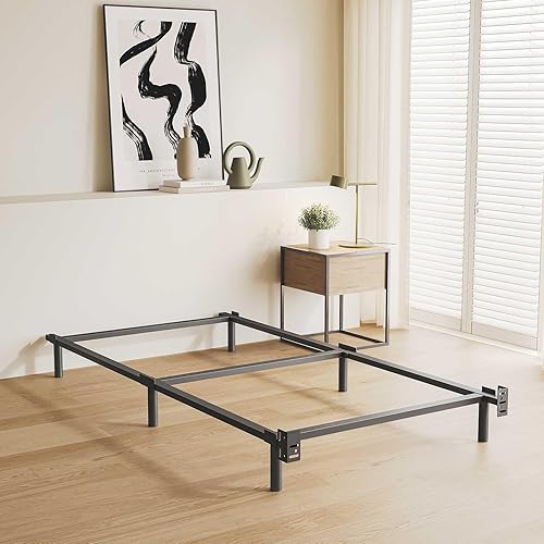 Miniatura 7 de Bedsnus Base de cama de tamaño individual, marco de cama Metal Basics de 7 pulgadas, base de perfil bajo para somier, soporte de 6 patas, sin ruido,