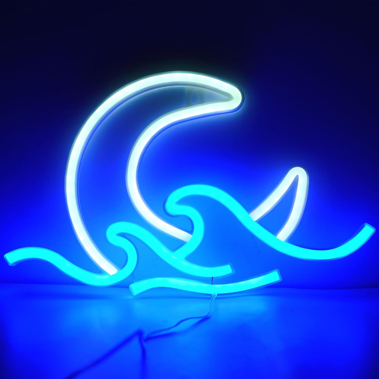 ENUOLI Anime Neon Sign Moon Over Sea Neon Light Twilight Wave LED Wall Signs for Room Decor Sunrise Sunset Anime Neon Light Moon Sign for Bedroom,Party, Living Room,Home Decor