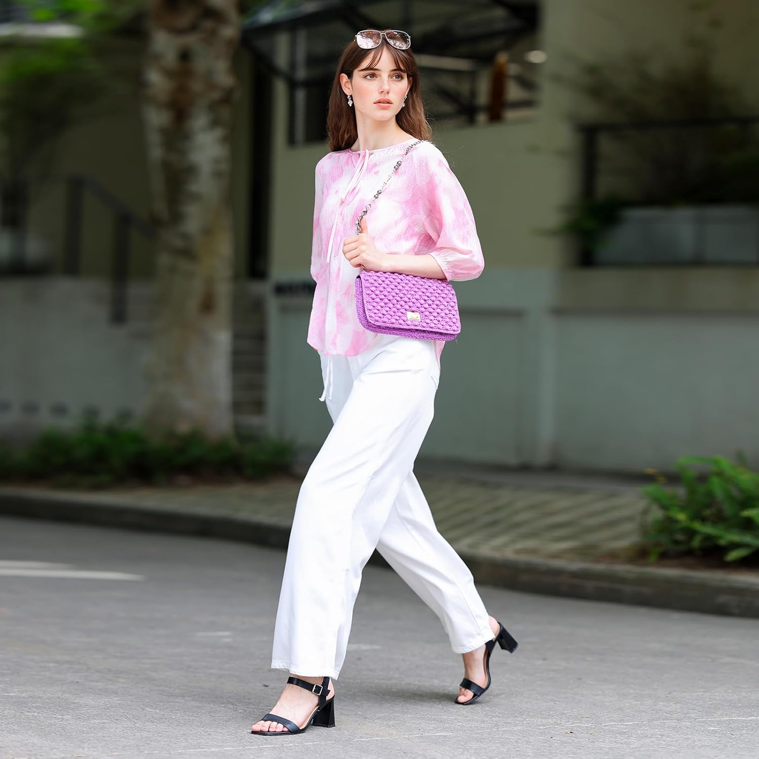 Women's Pure Mulberry Silk Blouse Dressy Casual 3/4 Sleeve Tie Neck Button Down Shirt Spring Summer Work Floral Top - Image 6