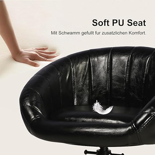 Miniatura 4 de Sofá de ocio individual, Asiento de escritorio giratorio ajustable para oficina en casa, Cuero acolchado con patas de metal, Muebles de diseño de