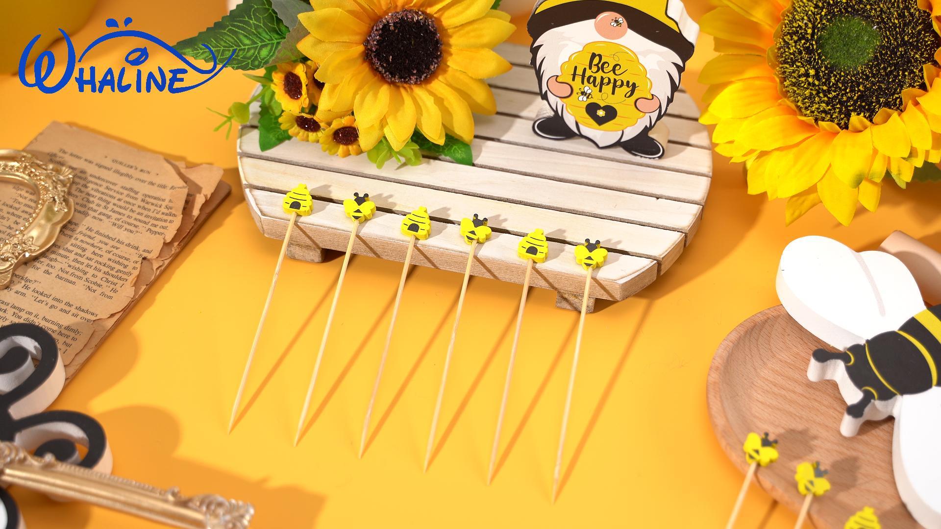 Amazon.com | Whaline 200Pcs Summer Bee Cocktail Picks 5.1 Inch