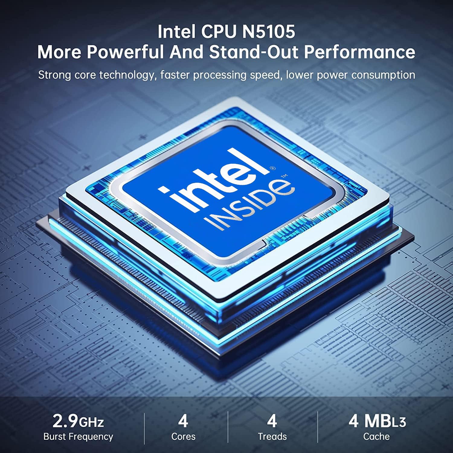 NiPoGi Mini PC 16GB RAM 512GB ROM, Intel Celeron N5105(up to 2.9