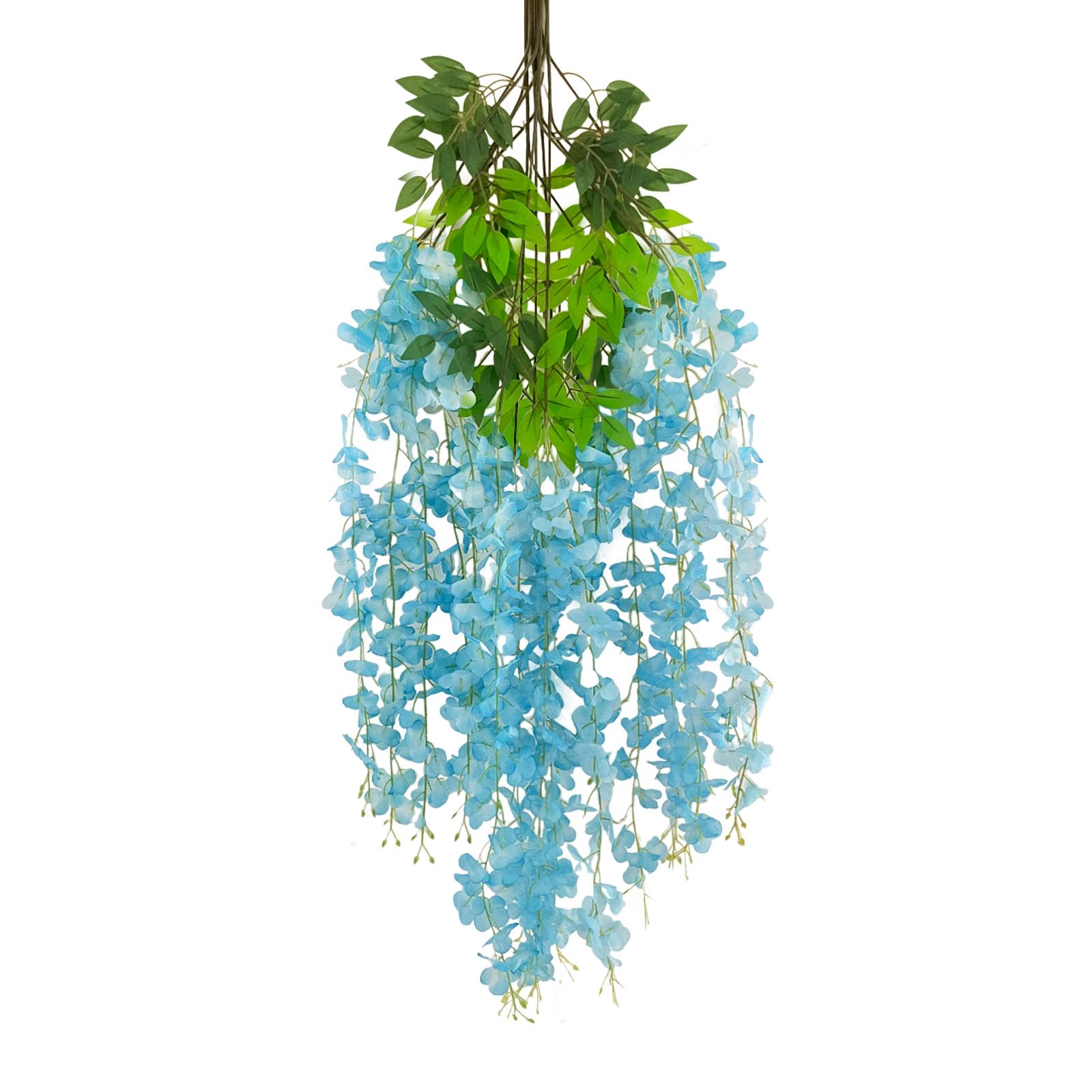 5 Pack Lake Blue Wisteria Hanging Flowers Garland, 3.77 Feet Artificial Flower Vines, Fake Wisteria, Artificial Vines Hanging Garland for Backdrop Outdoor Yard Garden Decor