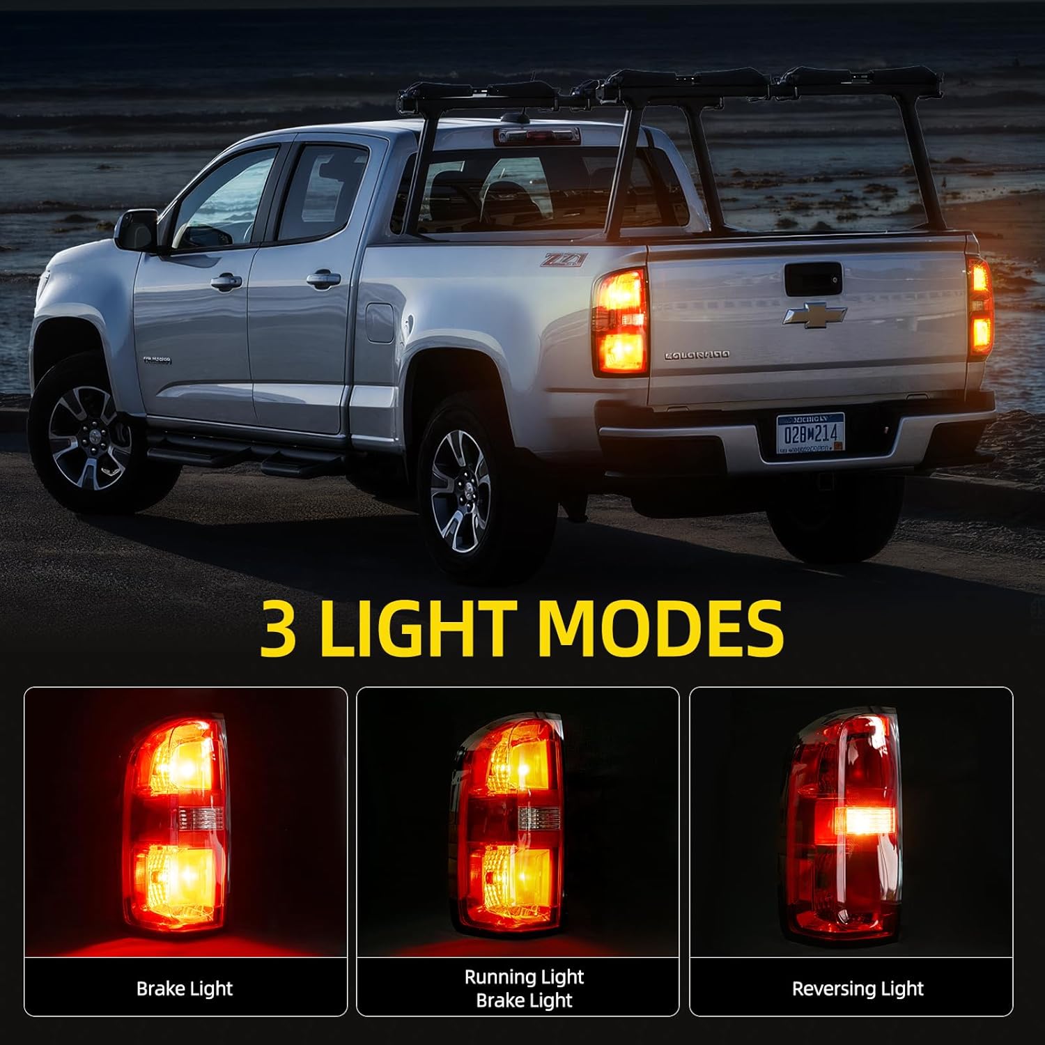 OKLPF Rear Brake Tail Light Compatible With 2015 2016 2017 2018 2019 2020 2021 2022 Chevy Colorado,Replace 84630993 GM2801270,Red Taillight Assembly with Bulbs and Harness,Right Passenger Side
