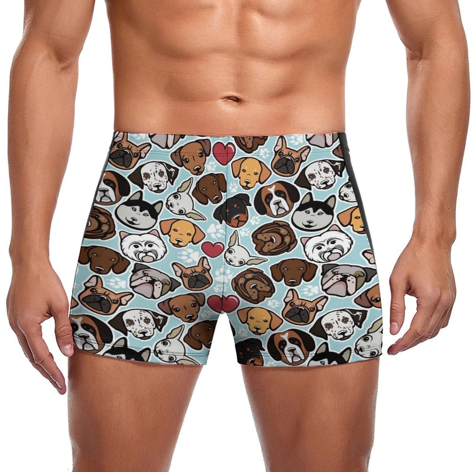 fkgvwo Dog Men's Square Leg Swim Briefs Swimming Trunks Swimsuit Swimwear