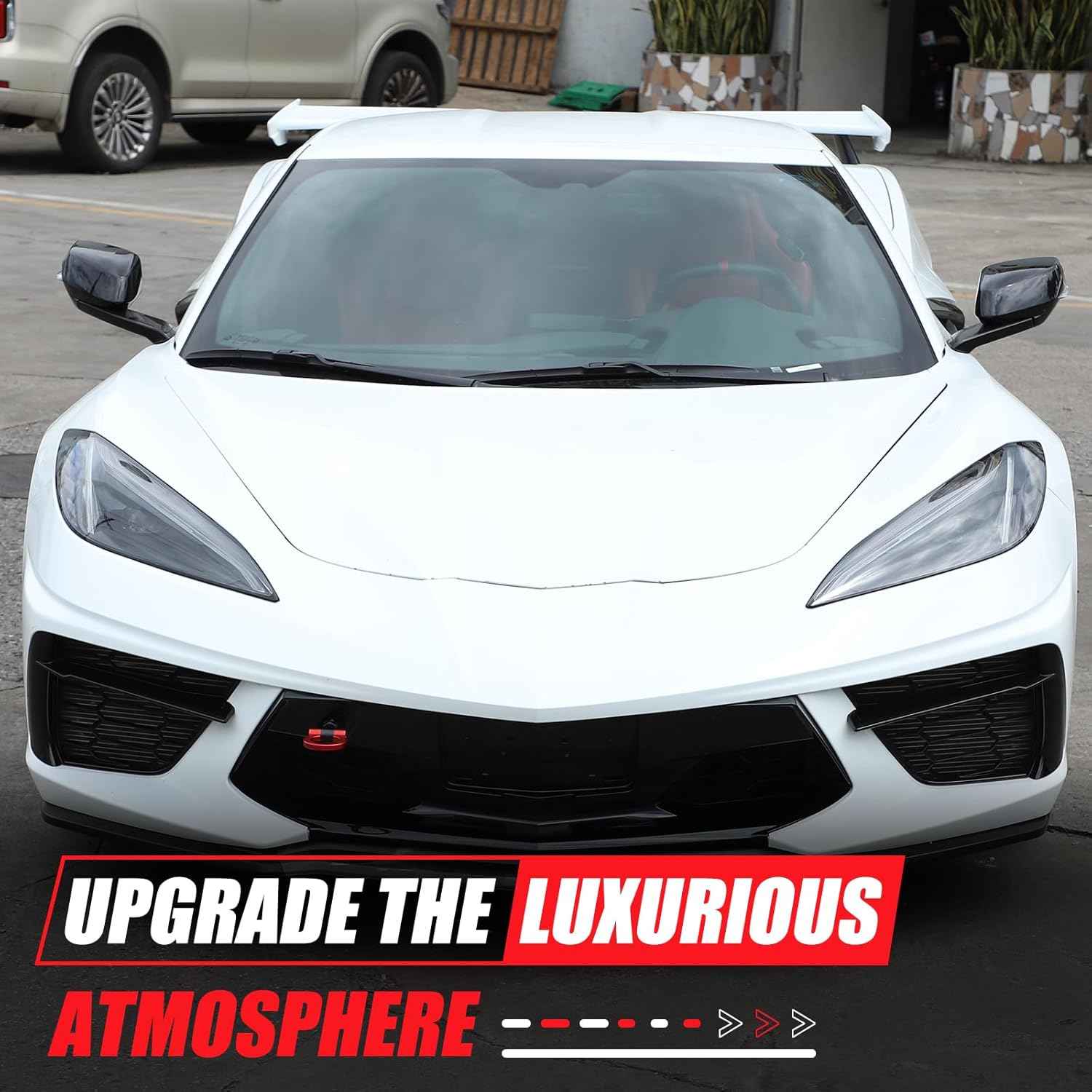 Front Bumper Tow Hook for Corvette C8 2020-2024 2025 Heavy Duty Track Racing Style Alloy Steel Front Bumper Mid Engine Trailer Hitch Towing Hooks Pull Ring Decar C8 Accessories (Red)