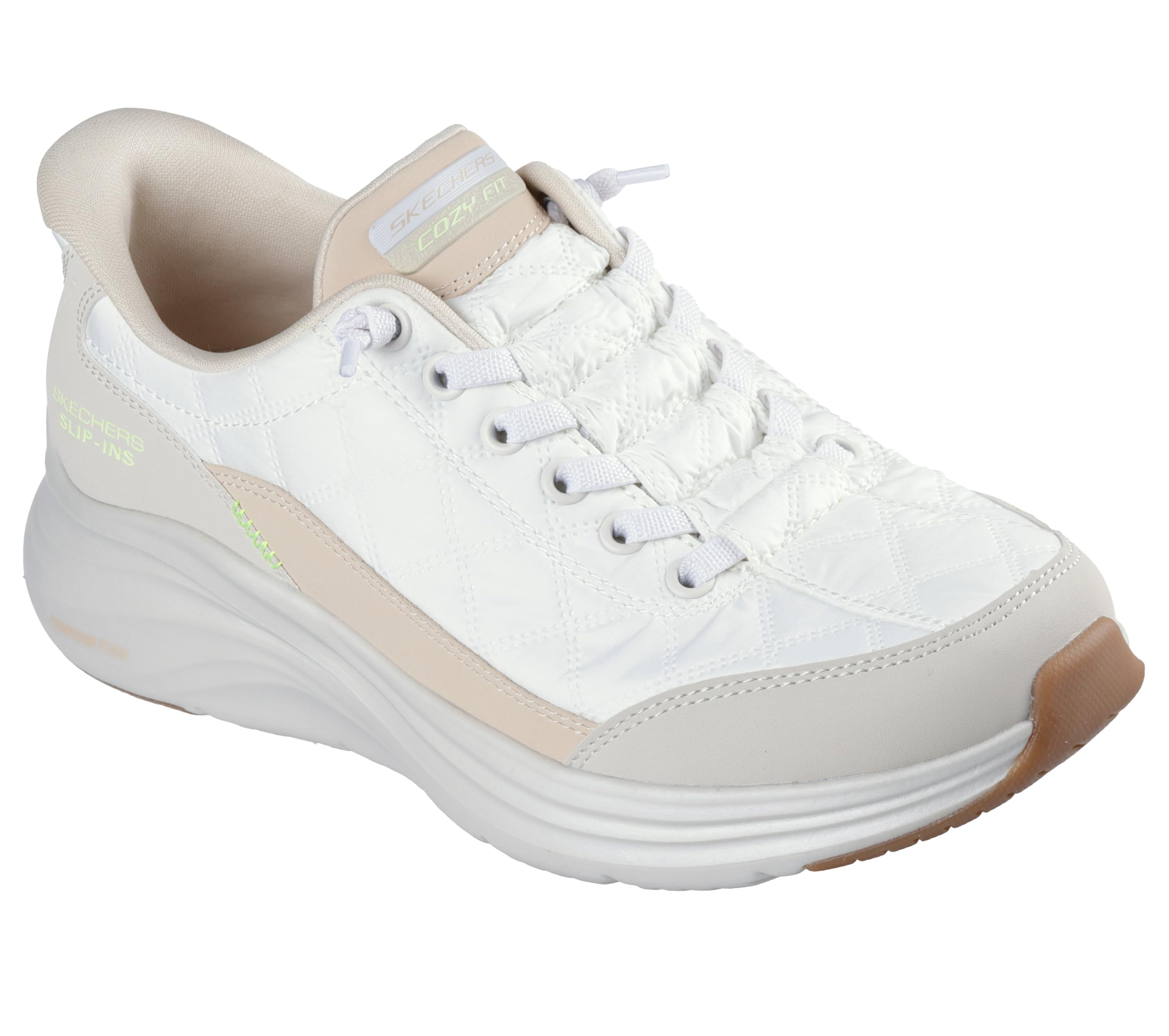 Skechers Damen-Sneaker, Weiß/Naturfarben, 8.5 Wide