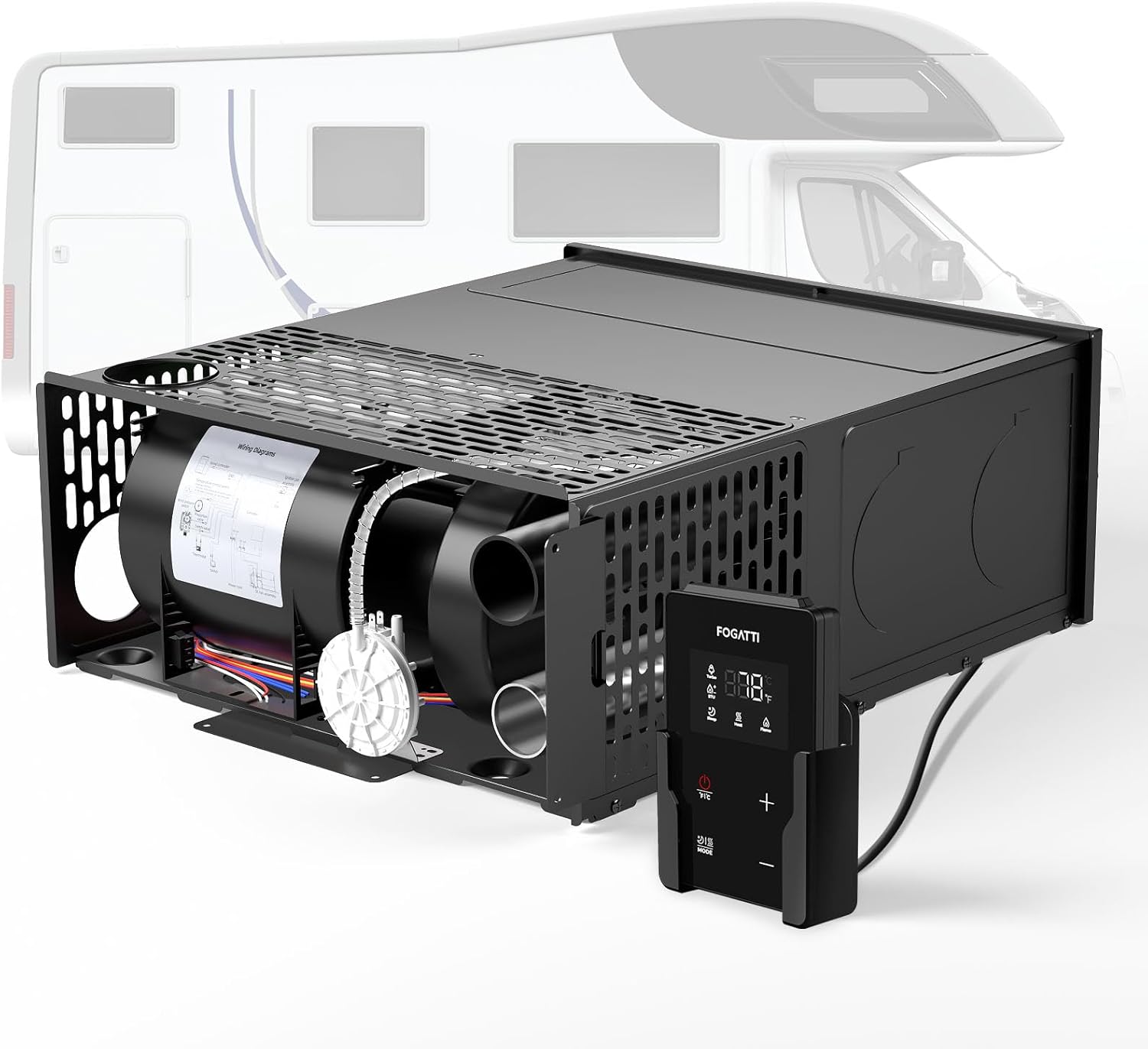 FOGATTI RV Furnace 35,000 BTU Complete Unit- High-Efficiency, Easy Installation with Thermostat