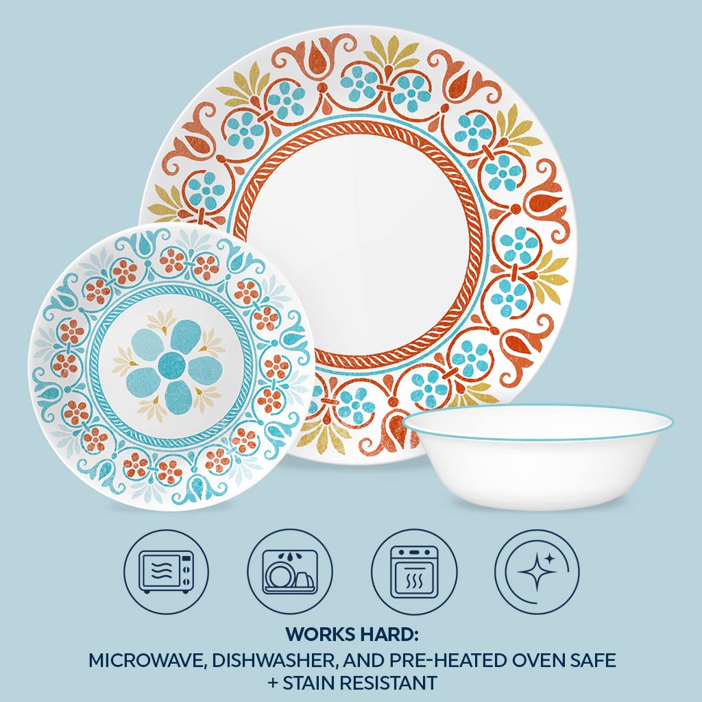 The Pioneer Woman By Corelle 12Piece Dinnerware Set, Evie, Teal