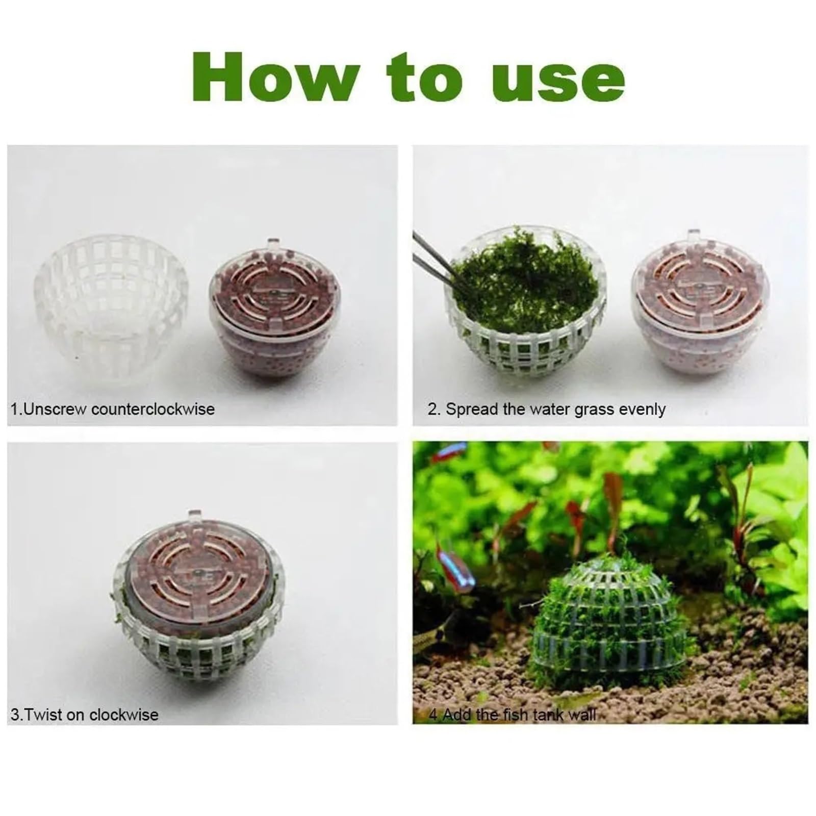 Acuario Decoración Plantas Bio Moss Ball Holder para Acuario | Accesorios de filtro de decoración for pecera, casa de camarones rojos cristalinos, for acuario(5PCS)