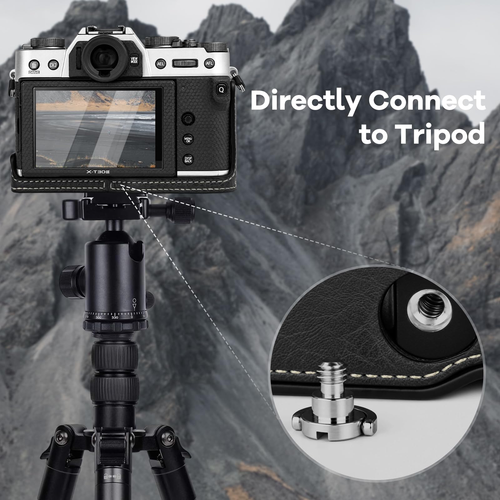 kinokoo Etui Fuji XT30 III / XT30 II / XT30 / XT20 / XT10 z paskiem-Czarny