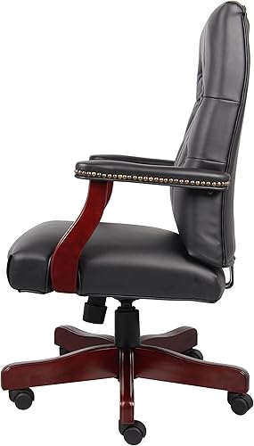 Miniatura 5 de Boss Office Products Silla clásica ejecutiva Caressoft con acabado de caoba en negro
