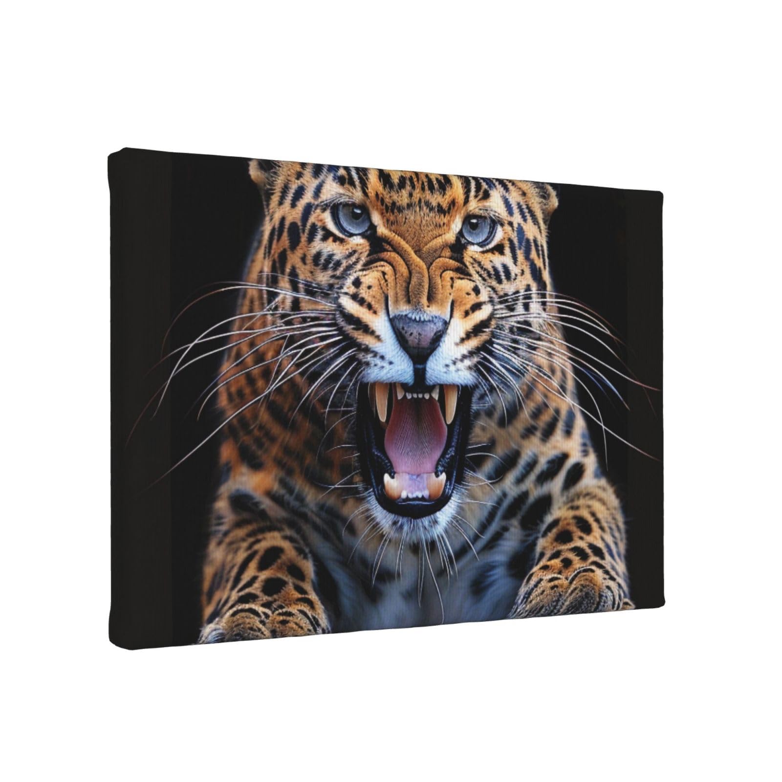 YKLJG Cute Leopard Printed Wall Art Canvas Painting 30x20 CM Wooden Framed Picture Painting Artwork Prints for Bedroom Kitchen Home Office Decor