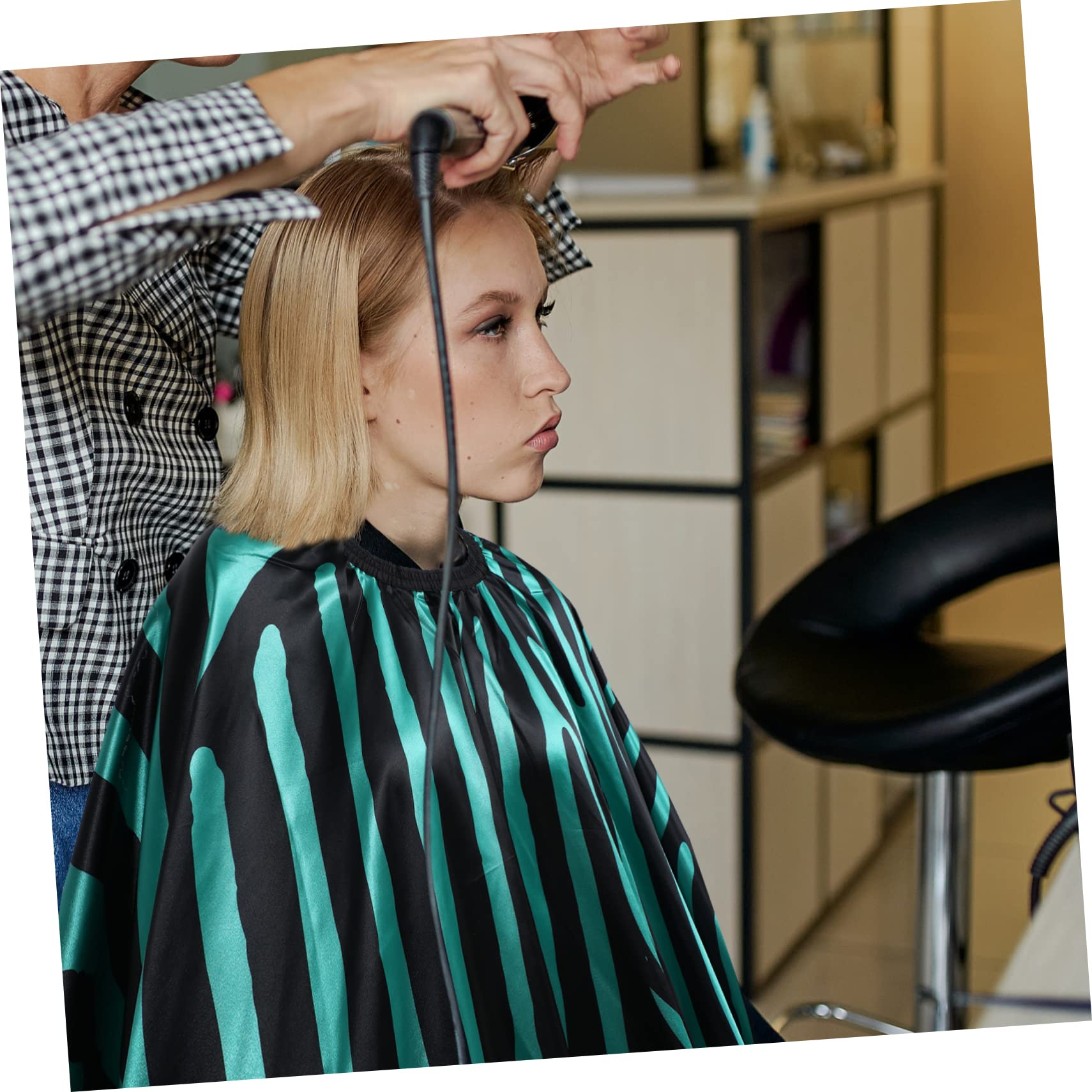 Capa de Corte de Pelo de Satén Cuello Ajustable y Transpirable para Peluquería Profesional en Salón de Belleza