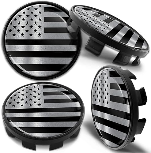 4 tapas centrales de aleación de 2.677 in compatibles con tapacubos BMW 36136783536, color negro, plateado, bandera de Estados Unidos, CB 16