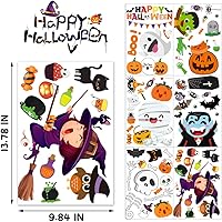 Vista 2 de 6 hojas de calcomanías de Halloween para ventana, calcomanías de Halloween para ventana, decoración de ventana de Halloween para niños, calcomanías